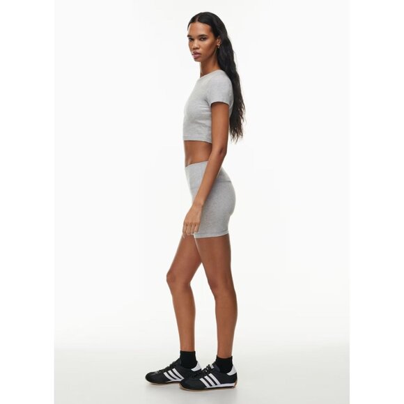 Aritzia TNA Hold-It Ortiz Grey Cotton Jersey Cropped Crew Neck T-Shirt, Size M - Picture 14 of 16